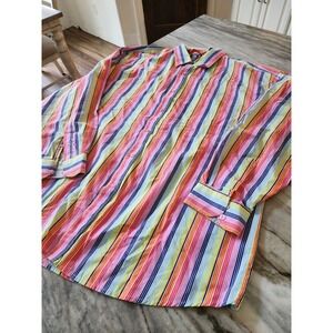 Brooklyn Xpress Mens XXL Multi Color Vertical Stripe Button Down Shirt Paisley